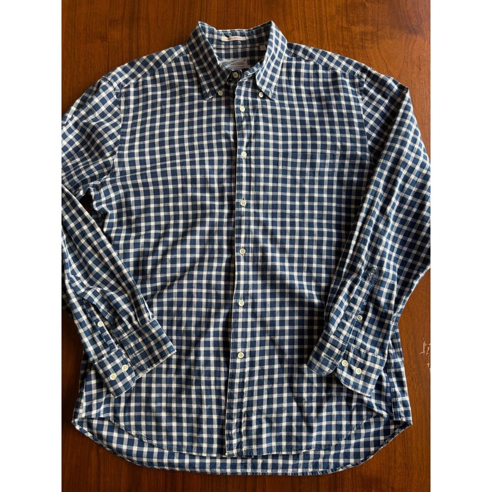 Gant Rugger Men's Blue/White Gingham Indigo Madras Button Down Shirt - Size L